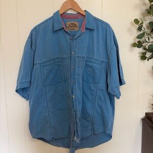 Vintage 90s 1992 Men’s XL Shirt Levis Modern Authentic Teal Short Sleeve Button
